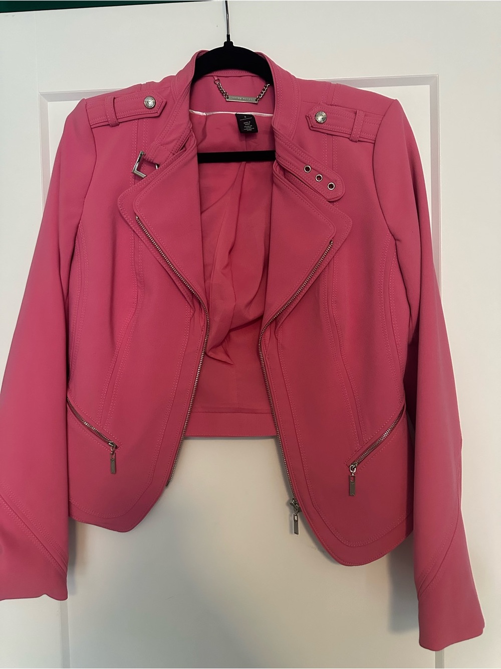White House Black Market Pink Moto Jacket